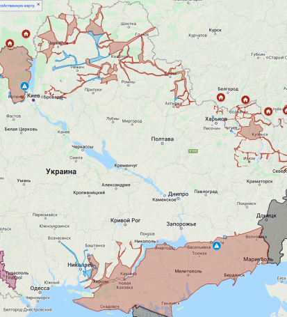 Интерактивная карта боевых действий в Украине